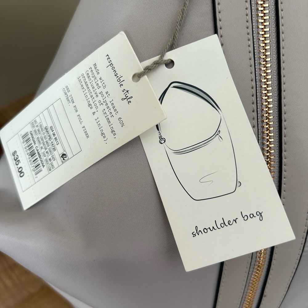 A New Day Gray Shoulder Bag with Sleek Design and Zipper Detail